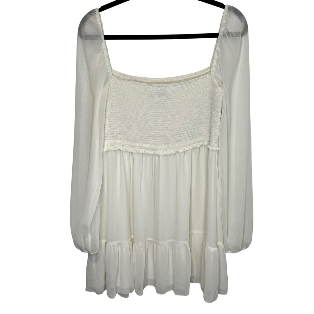 Aritzia Wilfred Tempest White Chiffon Long Sleeve Mini Dress XL Bridal Wedding - Picture 3 of 11